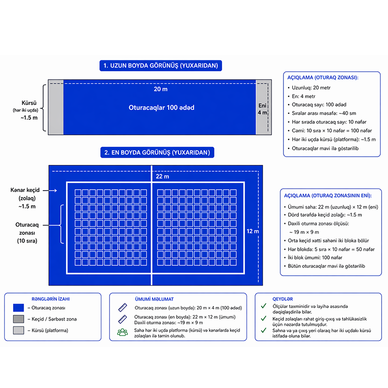 Futbol Meydançası və Oturacaq Zonası Planı